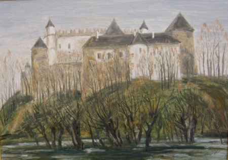 Zvolenský hrad (jar), olej, 1979, 50x69